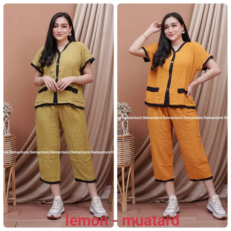 PAKET HEMAT 2 PCS 80RB one set croptop setelan wanita kekinian baju santai tangan pendek daily ootd bahan RAYON 1