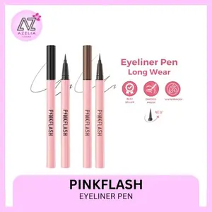 PINKFLASH Waterproof Easy Eyeliner Pen | Eye Liner Hitam & Coklat | Pink Flash Smoodgeproof Brown Black