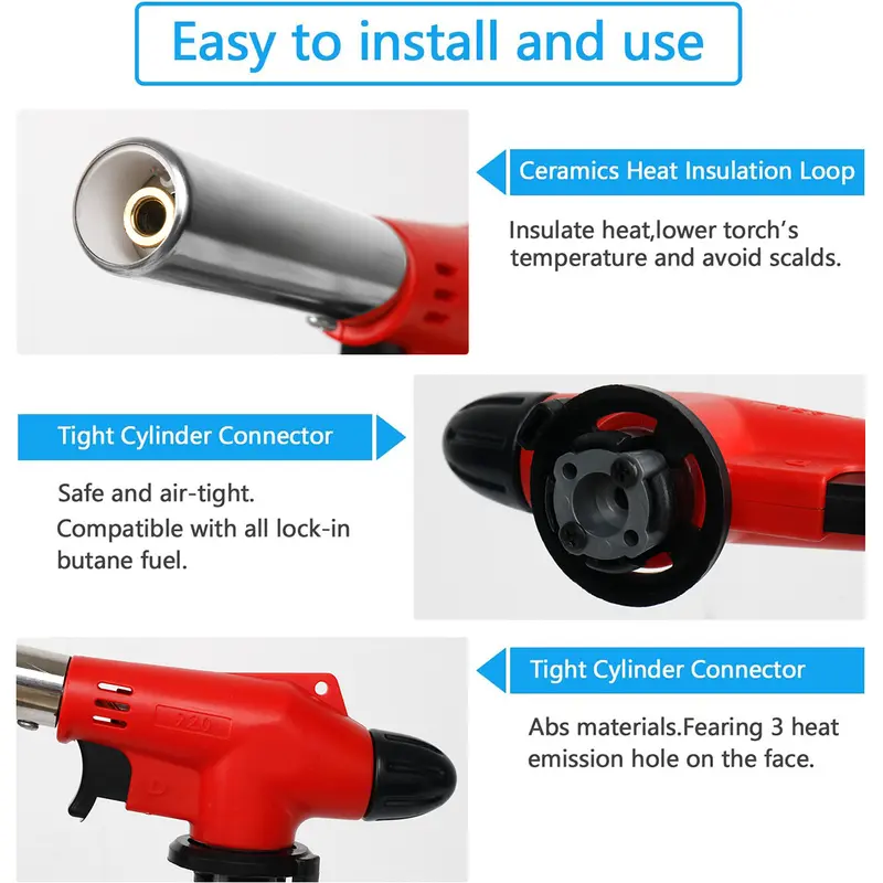 J.LD TOOL Gas Torch Flame Gun BBQ Blow Torch dengan Api yang Dapat Disesuaikan 6