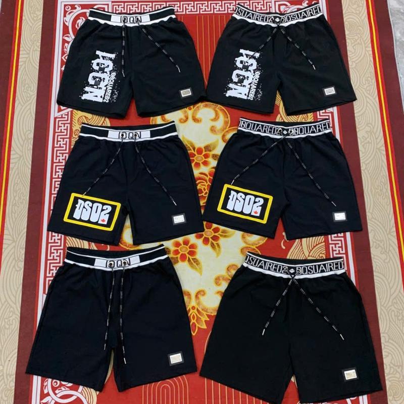 Quần short nam boy phố D S Q và I-C 0 N cạp chun bản to dệt chữ, logo da đính kim loại ngầu đét, Chất vải gió mềm mịn, co giãn, không xù lông