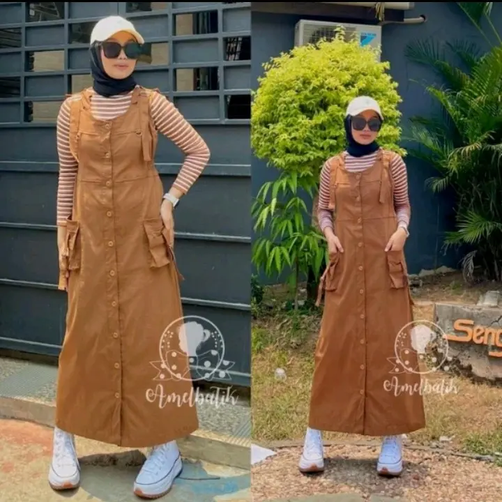 LONG SQUARE LESTY DRESS // BAJU OVERALL TEMY SHIRT// BAJU SANTAI WANITA OVEROLL Jumpsuit 0