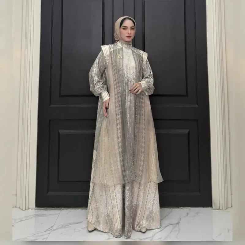 Kaleaaaaa black dan grey Dress Exlusive By Elly Arsy Only Gamis