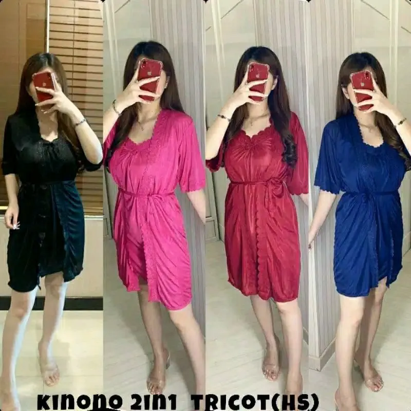 Lingerie kimono 2in1 allsize fit to L Ld 102cm/Dress lingerie dewasa/sexy lingerie