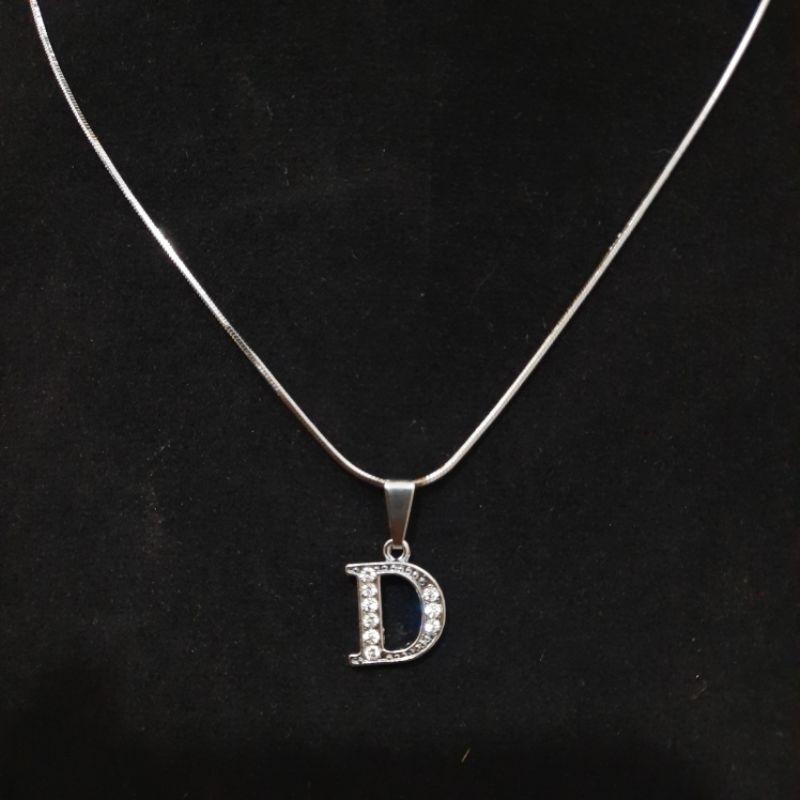 (COD)Kalung Nama Titanium Anti Karat/Anti Gatal/Kalung Wanita Rhodium Inisial Nama A sampai Z 8