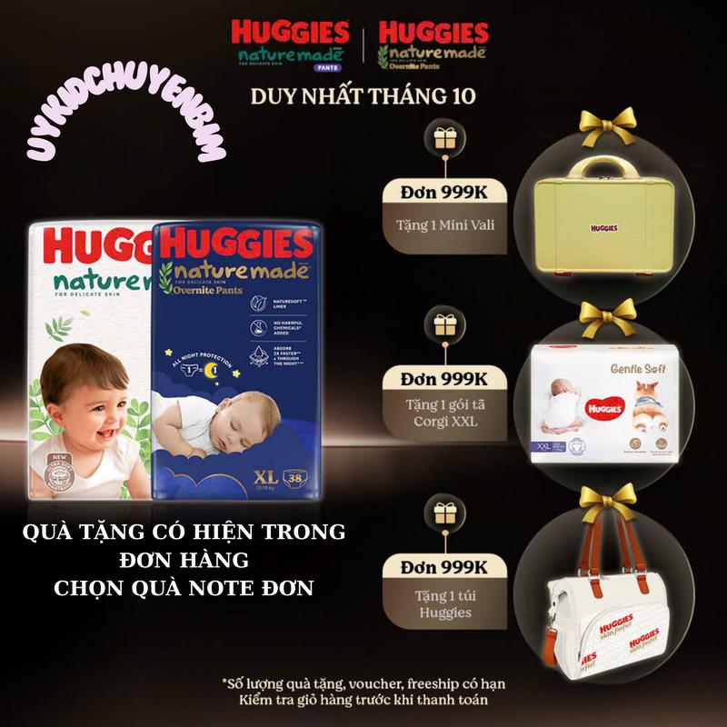 COMBO 2 3 BỊCH BỈM/TẢ DÁN QUẦN HUGGIES PLATINUM NATURE MADE bông hữu cơ cao cấp thuần khiết từ thiên nhiên Cho Bé