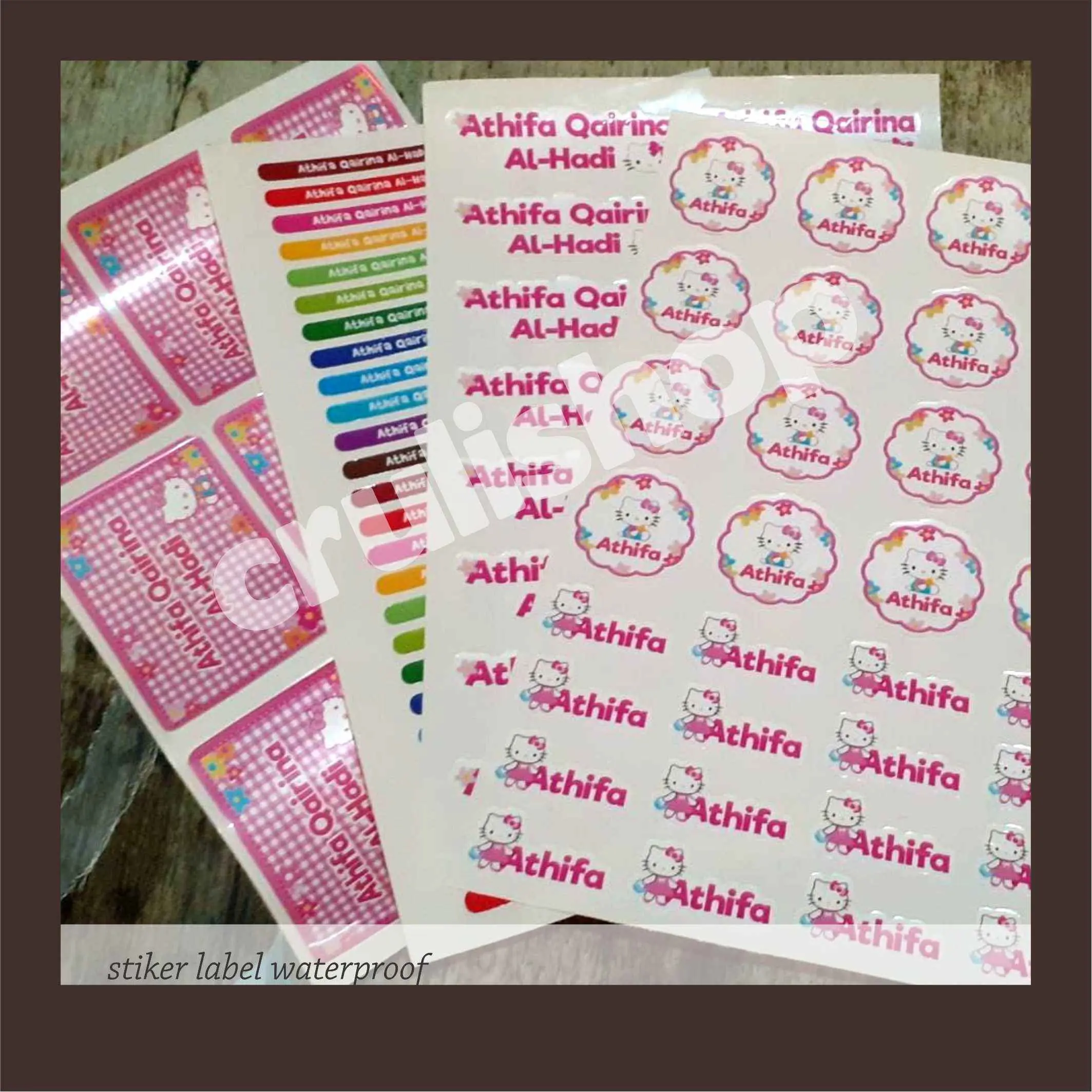 Stiker Nama Waterproof HK