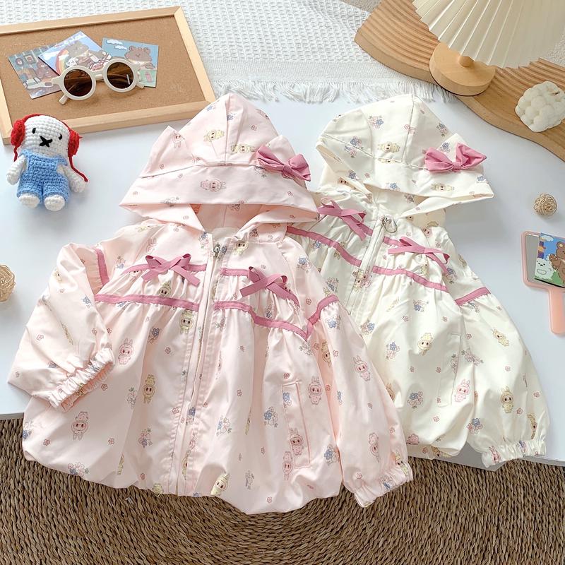 Hey Susie AK1724 - Áo Khoác Hồng Labubu Đính Nơ Cho Bé Gái Size 9-20kg