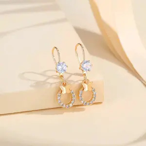 anting tintanium wanita dewasa motif kupu kupu permata lapisan emas Titanium
