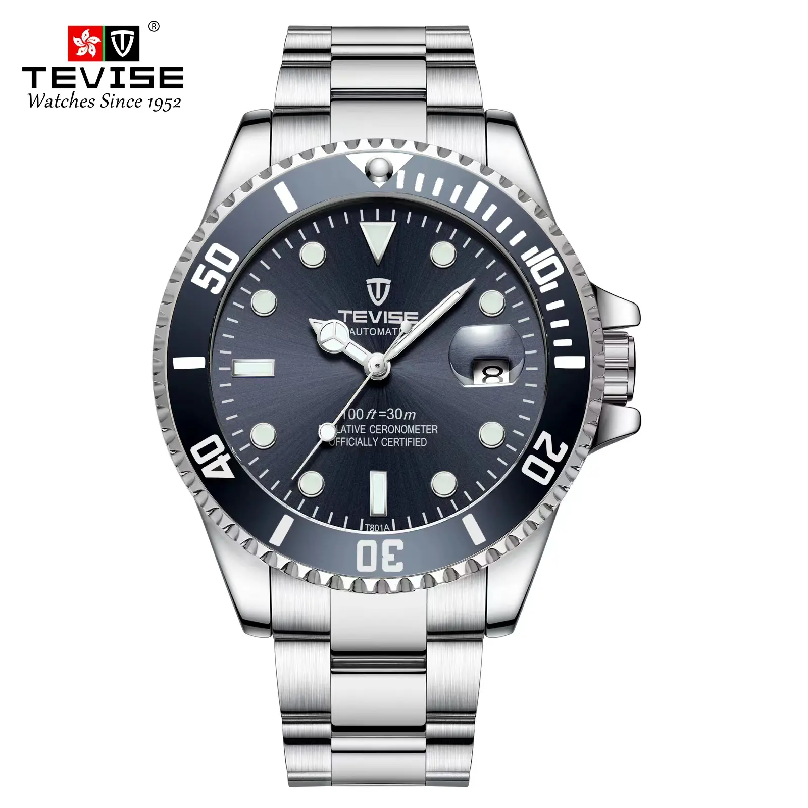 TEVISE 801AMen's automatic mechanical watch，Men's genuine watch，waterproof watch，fashion watch，Swiss original imported ，with datemovement