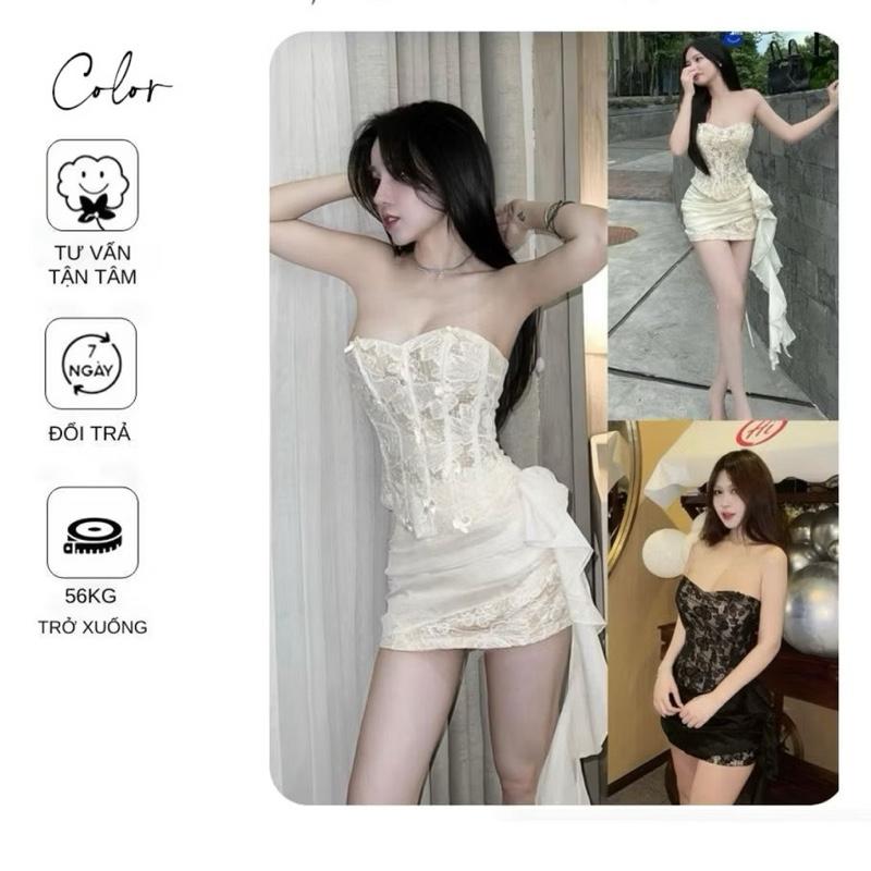 ( Có Bigsize ) Set Áo Corset Cúp Ngực Đính Nơ Siêu Sang Chảnh byy Tường Vy Shop