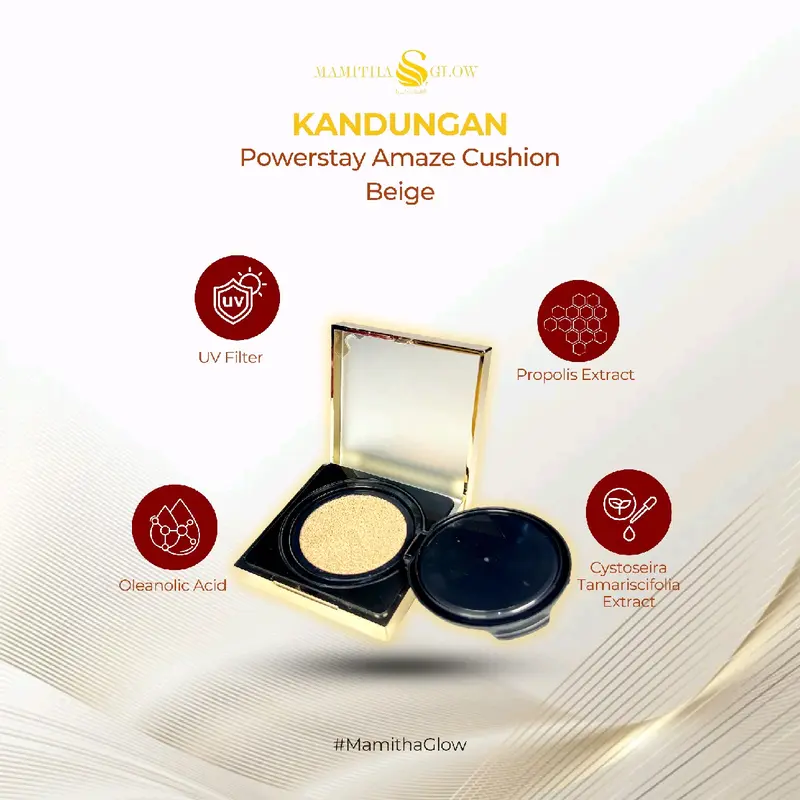 (CUSHION + LIPSERUM ) MAMITHAGLOW BY.SINTA 69  LIPSERUM & POWERSTAY AMAZE CUSHION UV FILTER - Ivory & Beige 6