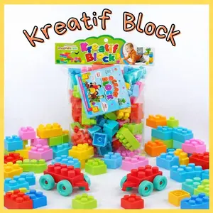 KREATIF Block Mainan Balok Besar 85 pcs | KREATIF Block Mainan Balok Besar 60 pcs | Mainan Anak Edukasi | Balok Susun Bongkar Pasang Kreatif Block Plastik