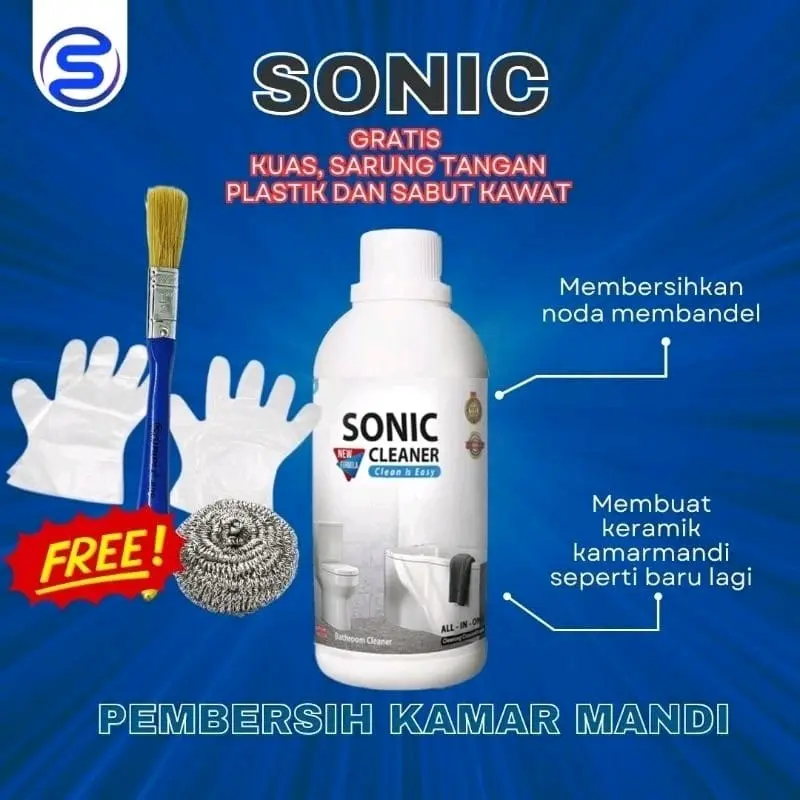 Sonic Cleaner cairan pembersih kamar mandi kerak noda membandal super ampuh 100% angkat noda kemasan 500ml terbaru 0