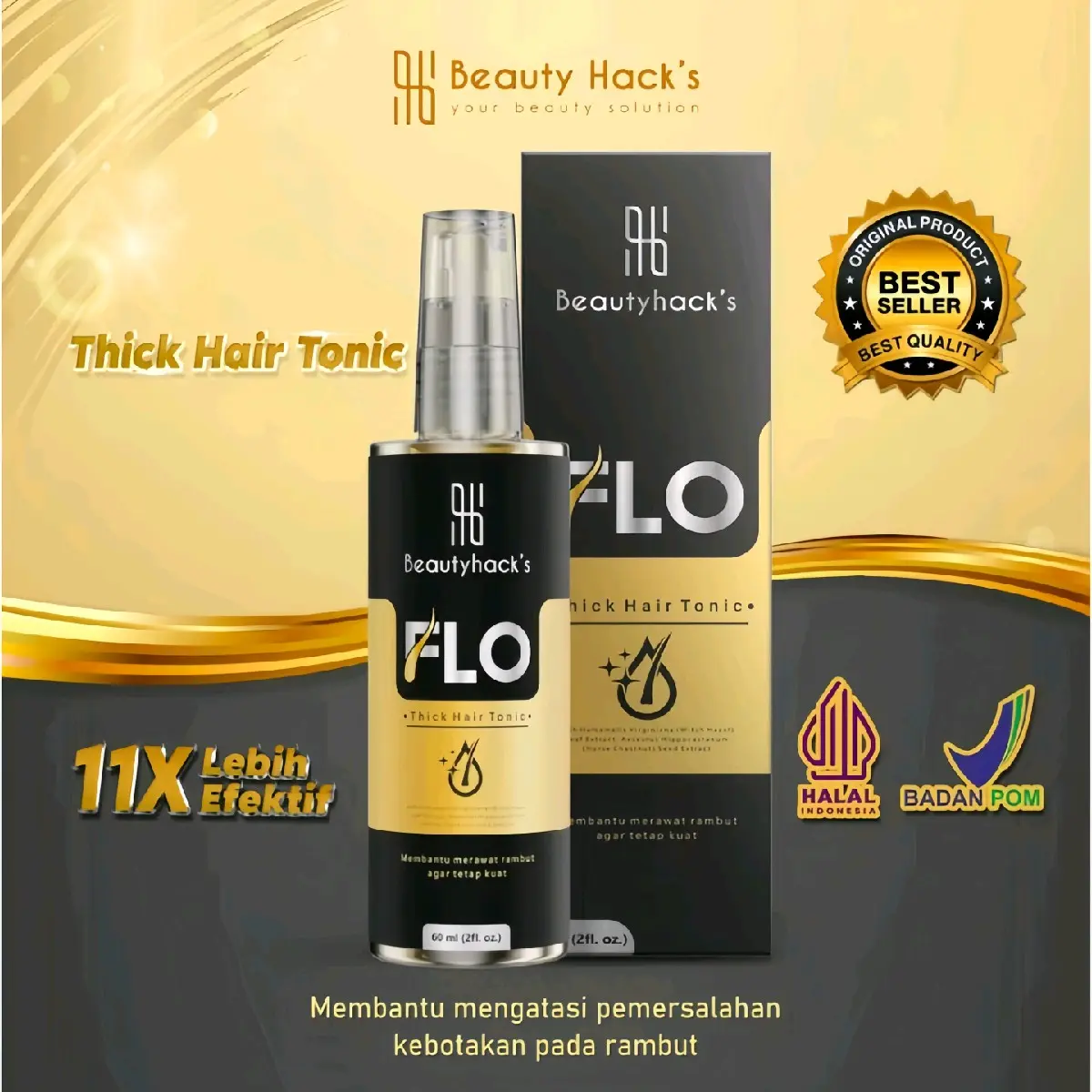 FLASH SALE!!FLO HAIR TONIC Minyak Perawatan Pemanjang Rambut Rontok Pria Wanita Asli Original Aman Bpom Kering