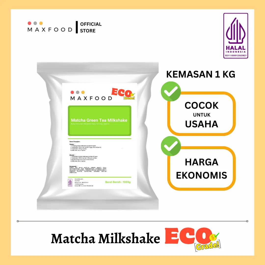 MAXFOOD - Matcha Milkshake Powder / Bubuk Minuman Rasa Matcha