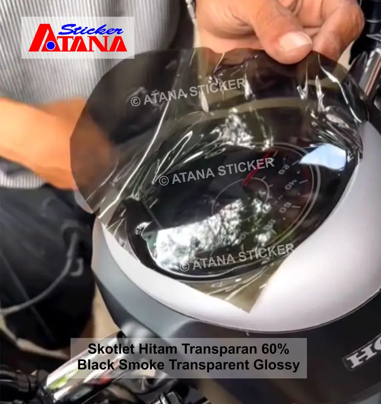 Skotlet Hitam Glossy Doff Transparan Stiker Black Smoke Hybrid Dark Muda Tua Bening Gelap PPF VPF Cutting Sticker Anti Gores Lampu Sein Headlamp Speedometer Kaca Aquarium Antigores Dekorasi Variasi Interior Eksterior Aksesoris Sepeda Listrik Motor Mobil 3