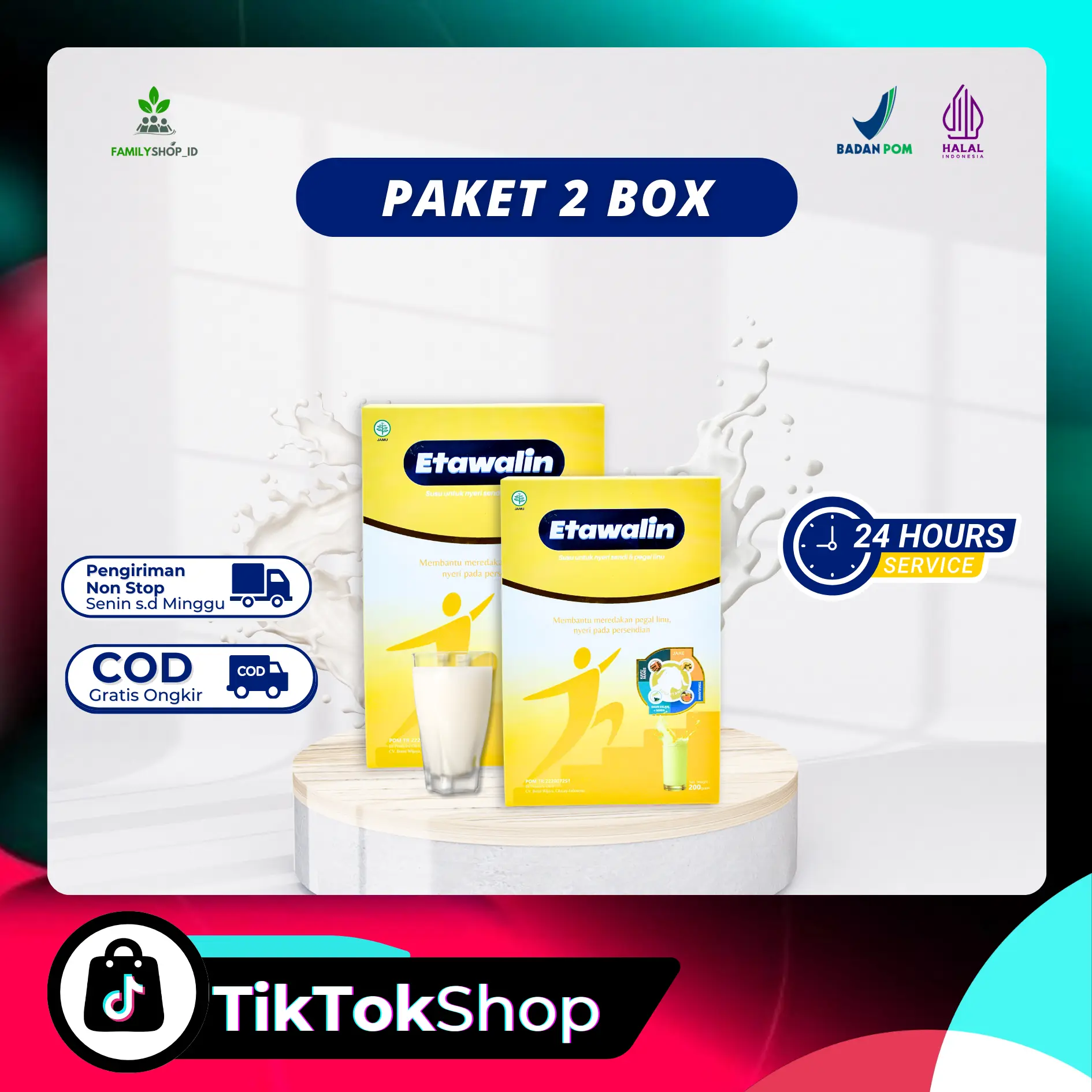 Etawalin Original Halal MUI & BPOM - [ Paket 2 Box ] - Susu Kambing Etawa Bubuk Solusi Masalah Tulang Sendi Dairy Milk