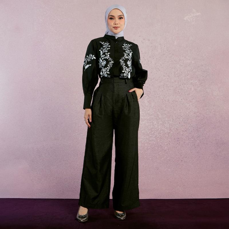 HijabChic x Tiqasya Kate Pants - Celana Kulot Lebaran Simple Premium Polos Pinggang Karet 1