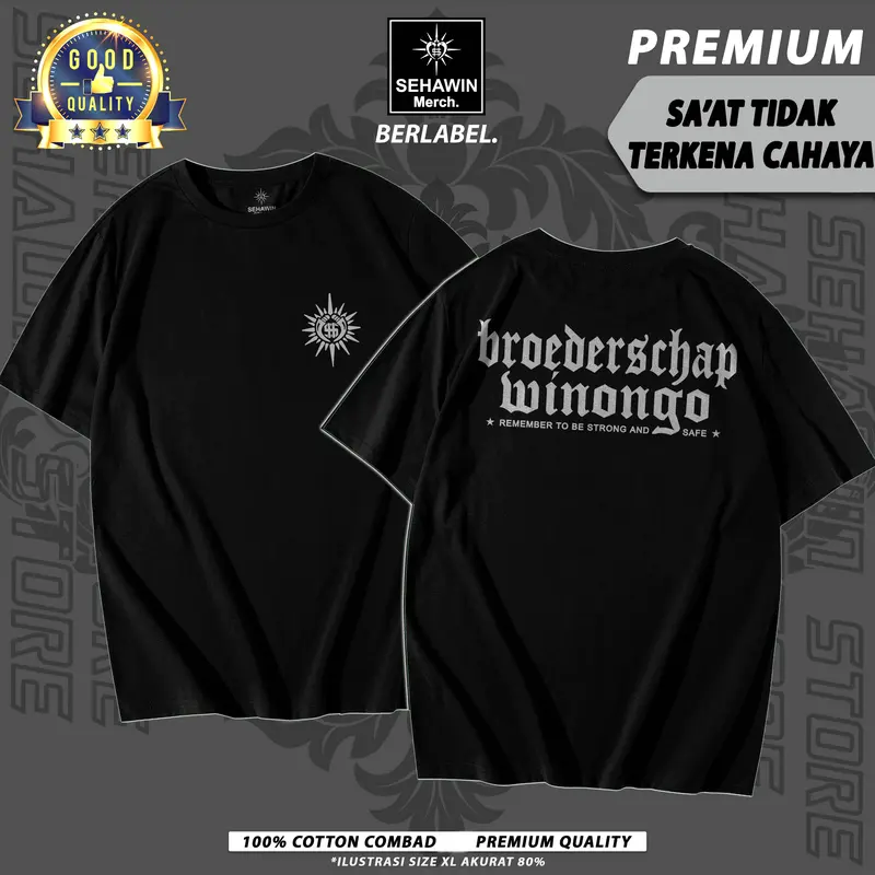 KAOS PSHW 24s - REFLECTIVE MENYALA SAAT TERKENA CAHAYA - SIMPEL AUTENTIK BROEDERSHCAPE WINONGO SINAR 3