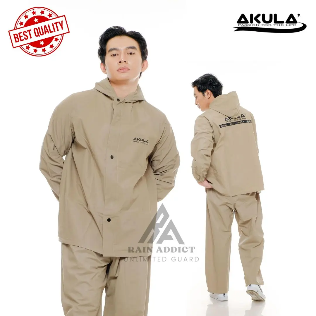 AKULA - JAS HUJAN BAHAN PVC TEBAL 0,25 PRIA WANITA ANTI REMBES PVC Sepeda Motor Biru Mocca Hijau Setelan Cream Merah