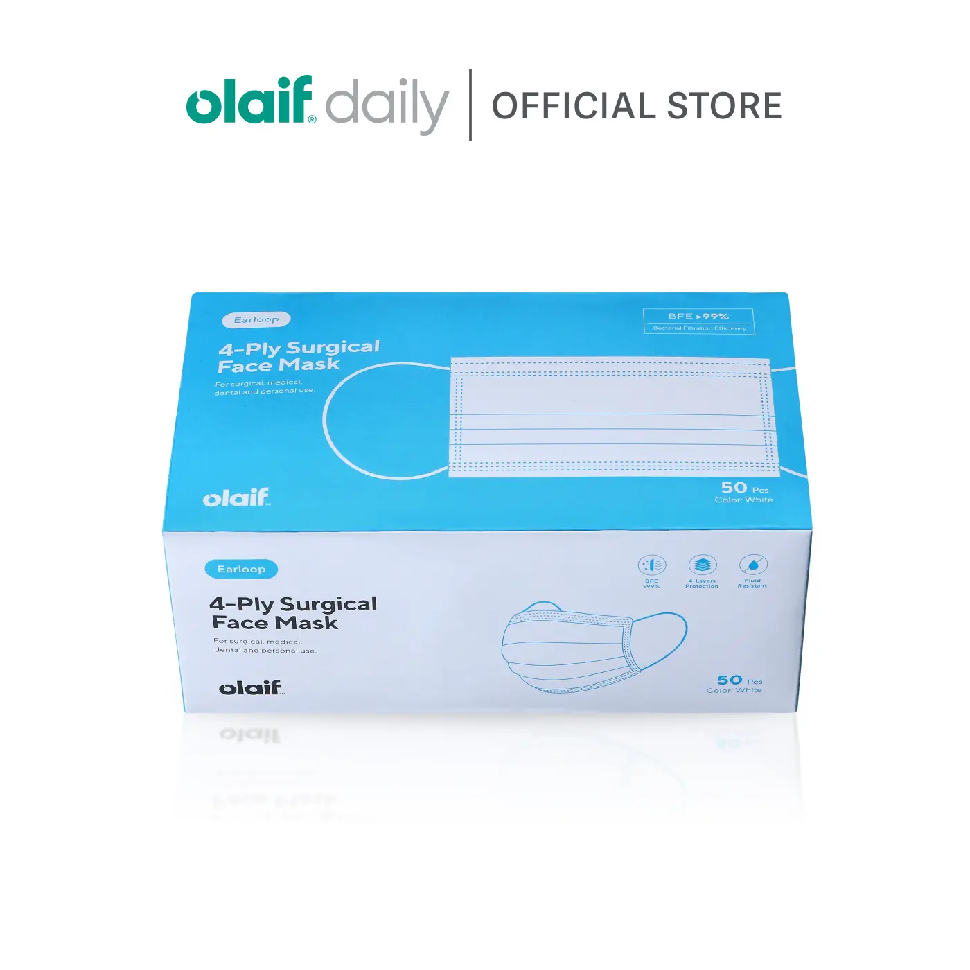 Olaif Daily 4 Ply Surgical Face Mask - 50 pcs - Medical Mask / Masker Medis / Ear Loop