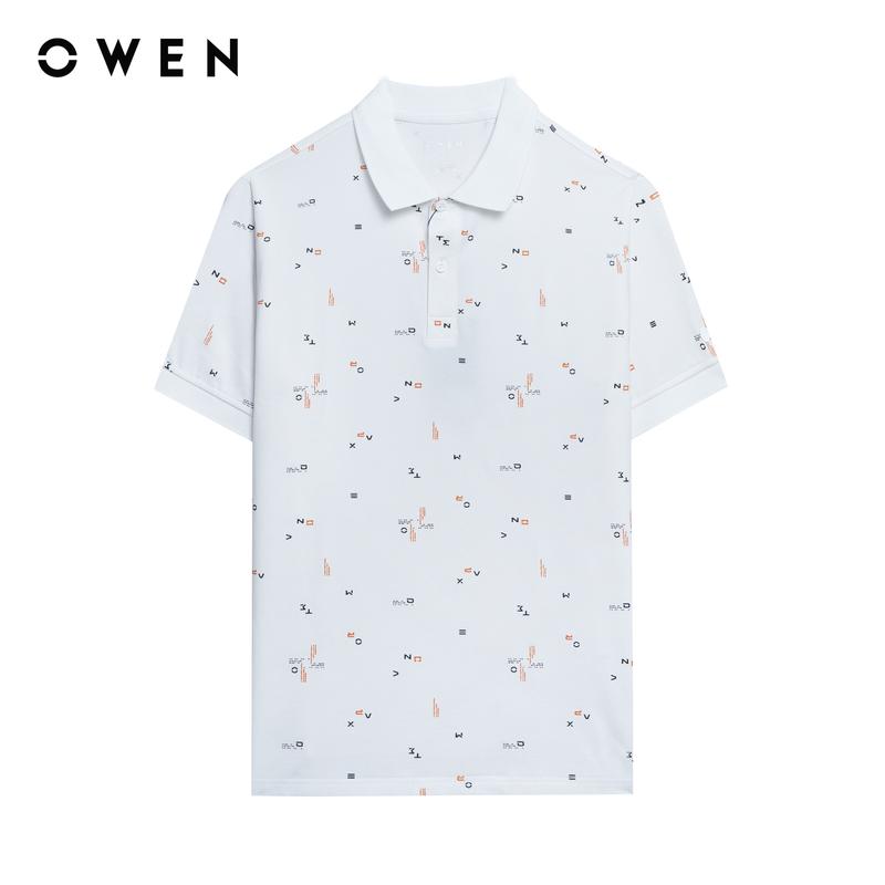 OWEN - Áo polo Nam ngắn tay Body Fit APV253617 màu Trắng chất liệu CVC Spandex Có Cổ Tay Ngắn Cộc Tay Hoạ tiết Menswear