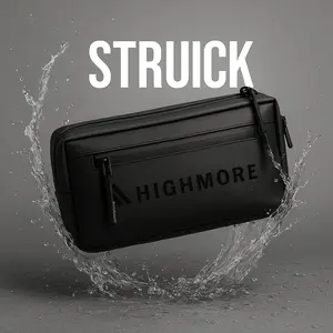 Highmore Original Tas Pria Selempang & Clutch STRUICK 3in1 Waterproof Slingbag Hitam Elegan Bahan Bimo Tahan Air Multifungsi Unisex