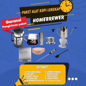 Paket Hemat Homebrewer Alat Pembuat Seduh Kopi Rumahan Full Set Manual Brew V60 Coffee Kertas Stainless Steel