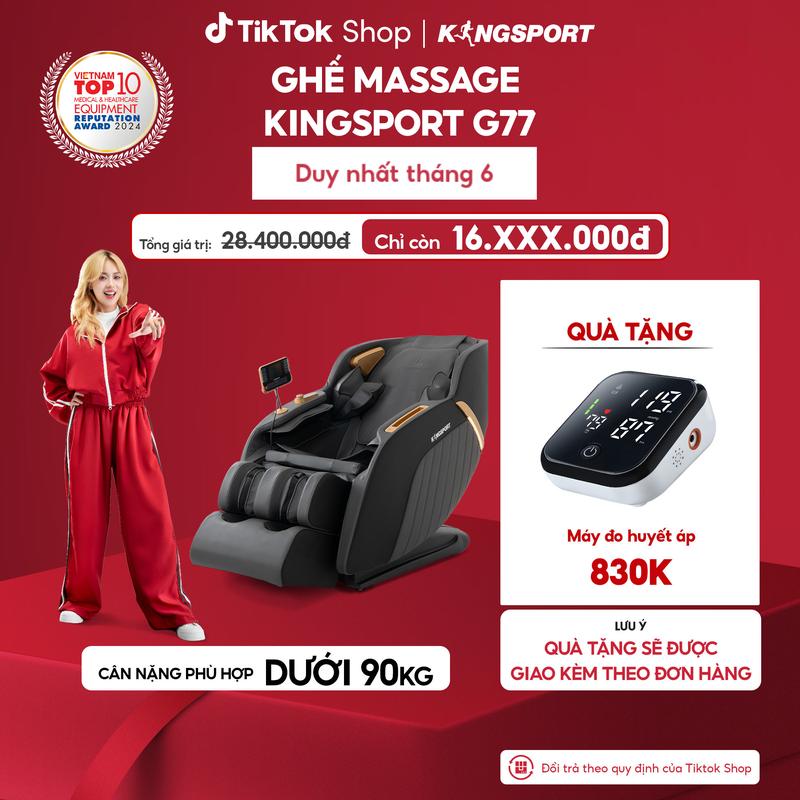 [Miễn phí lắp đặt] Ghế massage KINGSPORT G77 New màu sắc hiện đại, tích hợp điều khiển bằng giọng nói, khung ghế rộng rãi và thoải mái
