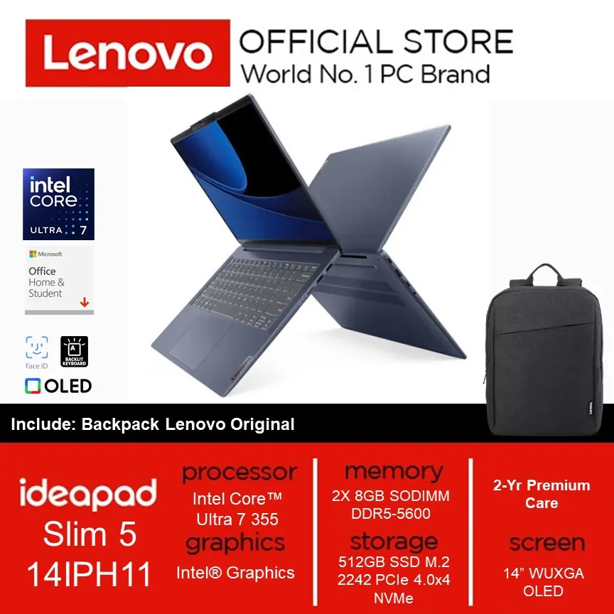 LENOVO IDEAPAD SLIM 5 14IPH11 ULTRA 7 355 16GB 512GB 14" WUXGA OLED WIN11HOME OHS24