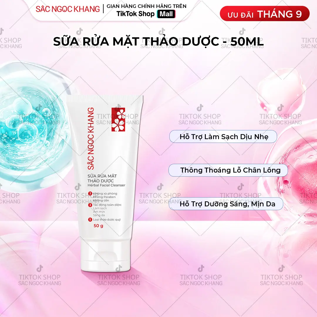 Sữa Rửa Mặt Thảo Dược Sắc Ngọc Khang Làm Sạch Dịu Nhẹ - Hỗ Trợ Da Mềm Mịn Hạn Chế Khô Da 2PL