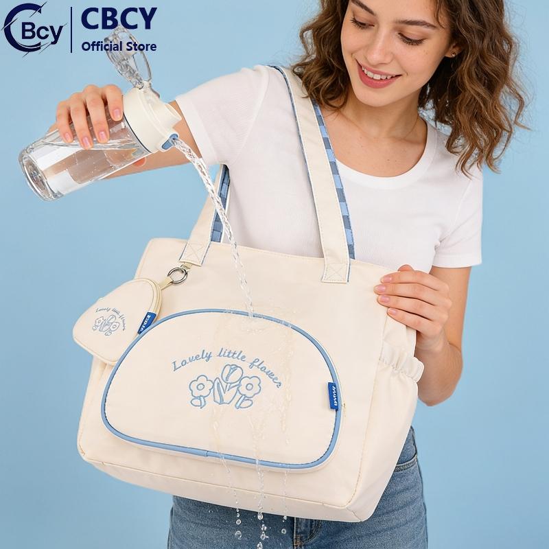 CBCY Tas Tote Anti Air Wanita Putih Bordir 3D Lucu Dilengkapi Dompet Bisa Muat Laptop 14 Inci Tas bahan kain serbaguna sage tote bag CBCY Tas Tote Anti Air Wanita Putih Bordir 3D Lucu Dilengkapi Dompet Bisa Muat Laptop 14 Inci Tas bahan kain serbaguna sage tote bag