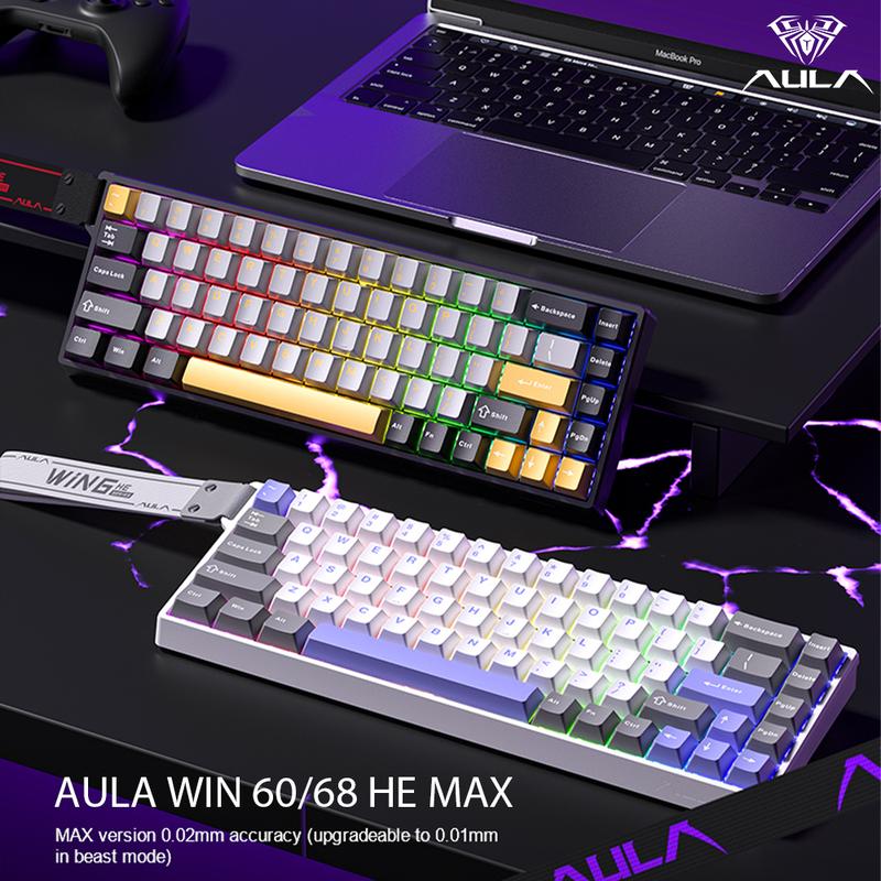 Bàn phím cơ từ tính chơi game Aula WN68 HE Max, kích hoạt siêu nhanh, độ nhạy 0.01-0.02mm, tần số phản hồi 1K-8K