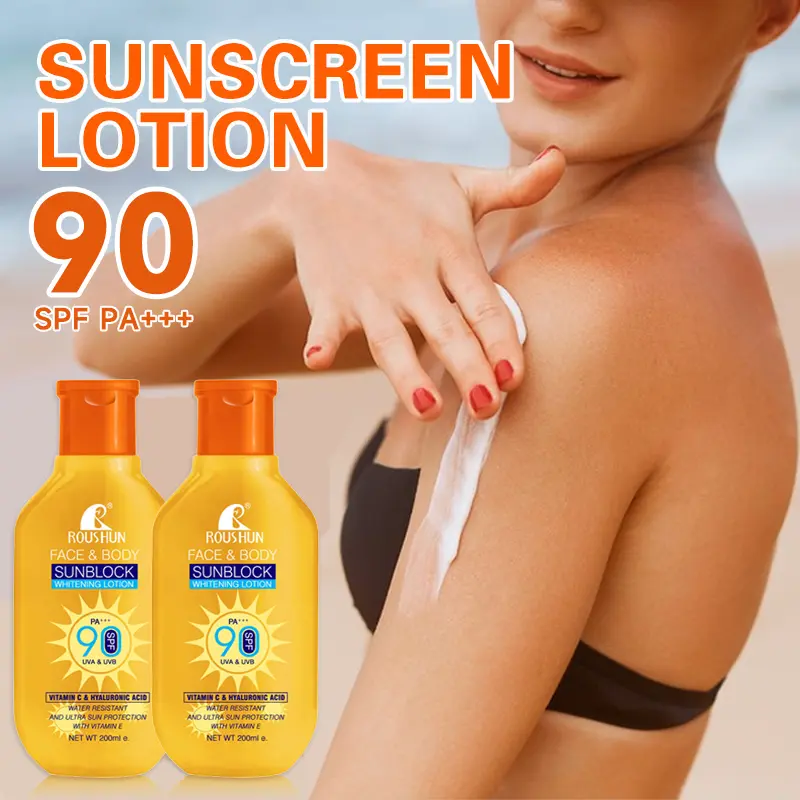 200ML Glowing Up Sunscreen Lotion Whitening Sunblock Cream SPF90 PA +++ Wajah Dan Badan Sunscreen Sun Protect & Moisture Lotion Original Sunblock UVA/UV Protection Tahan Air Double Whitening Waterproof 0