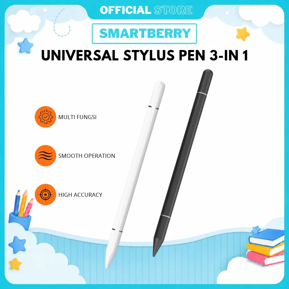 STYLUS PEN Universal  3 IN 1 - Pulpen + Stylus Layar Sentuh + Ujung Presisi untuk Semua Tablet & Smartphone