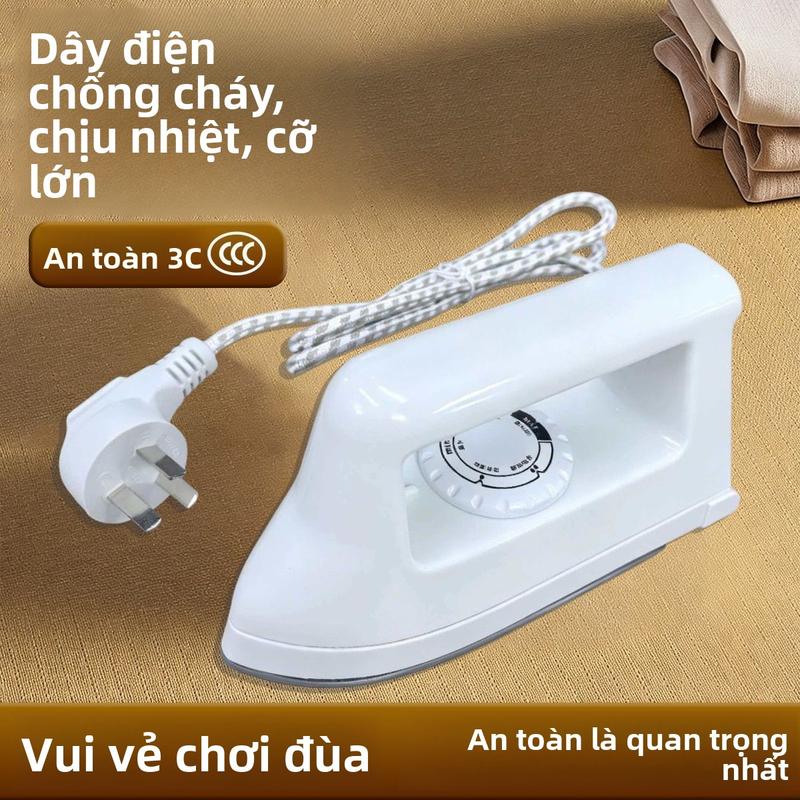 Bàn ủi điện gia đình mini cầm tay, máy ủi đồ họa, điều chỉnh nhiệt độ cơ học 4 cấp độ, tấm lót phủ lớp chống dính, an toàn.