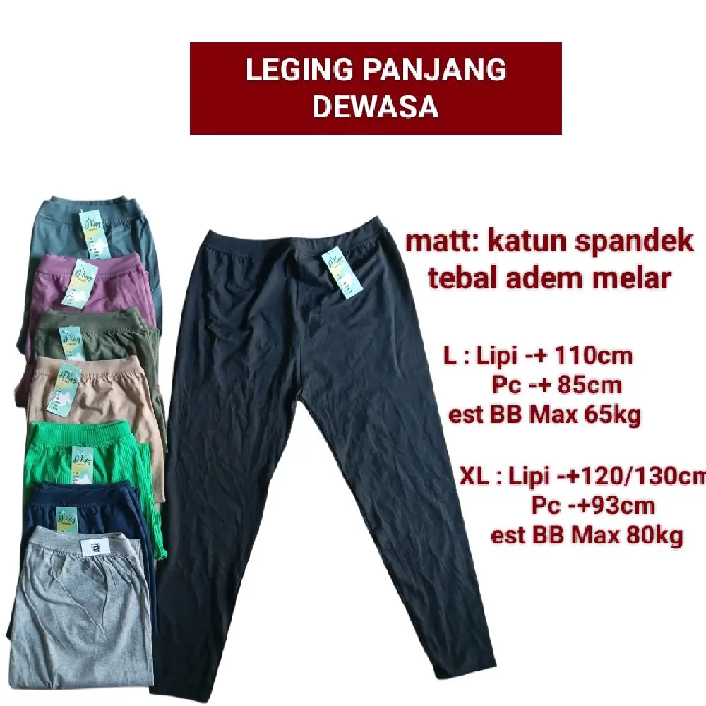 3pcs LEGING DEWASA KATUN SPANDEK TEBAL MELAR ADEM