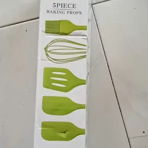 UNIQSOO 5 PCS Spatula Silikon Alat Masak Alat Baking Set Sutil Scraper Kuas Anti Lengket Serbaguna