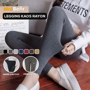 MOI Legging Soft Rayon Kaos L XL XXL Tersedia 5 Warna / legging wanita Kaos Nyaman Adem Elastis / legging Panjang wanita Bahan Kaos Fit Lembut Santai Spandex