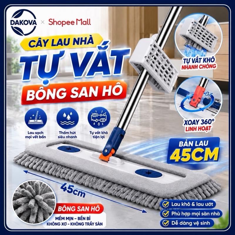 DAKOVA Cây Lau Nhà Tự Vắt Thông Minh Xoay 360 Độ 1 Chổi TẶNG Bông Lau KHÔNG KÈM…