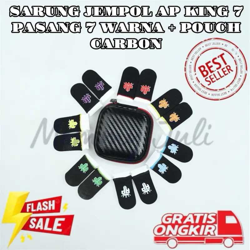 PAKETAN SARUNG JEMPOL AP KING 7 PASANG 7 WARNA + POUCH CARBON