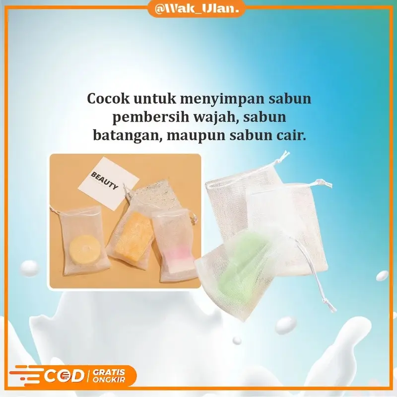 Kantong Sabun Jaring Pembuat Busa Manual Halus untuk Sabun Batang / Soap Foaming Jaring Sabun Mandi Serbaguna dengan Tali 8