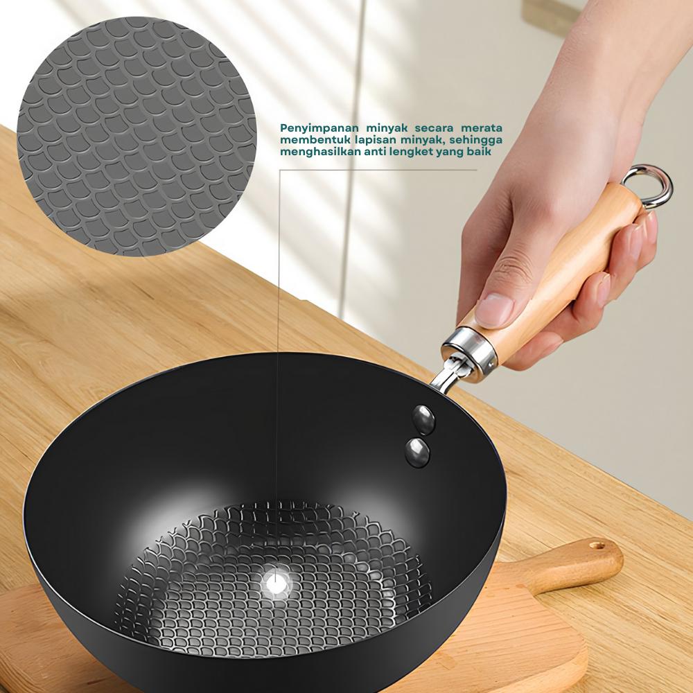 Aladin Wajan Penggorengan Anti Lengket + Tutup Kaca 24cm / 28cm | Fry Pan Premium Gagang Kayu Aladin Wajan Penggorengan Anti Lengket + Tutup Kaca 24cm / 28cm | Fry Pan Premium Gagang Kayu