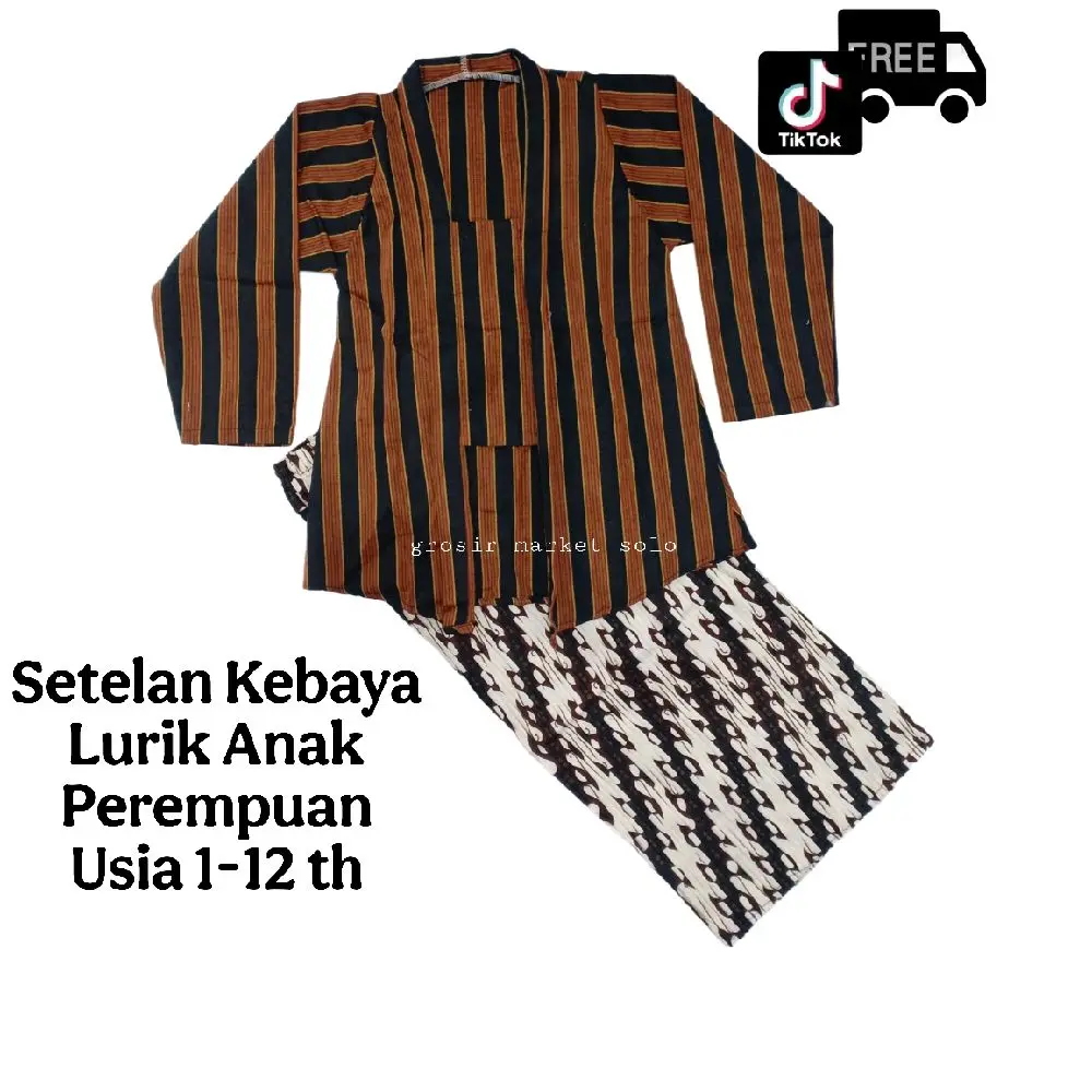Setelan Kebaya Lurik Anak | Setelan Baju adat Anak Perempuan | Setelan Kebaya Lurik + Rok Plisket Anak