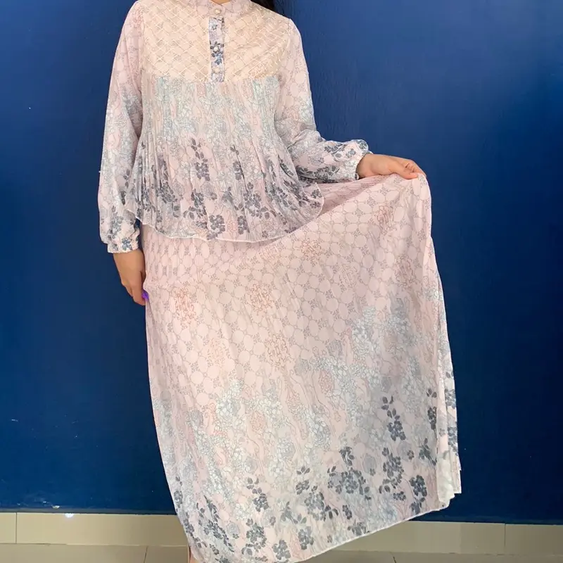 FANMU DRESS - Gamis Model Onset Bunga Pink Wanita Muslim 2