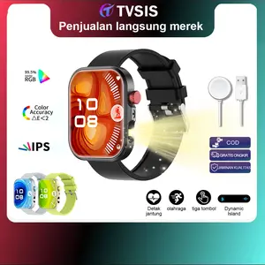 【Jaminan kualitas】Jam tangan pintar premium dengan fitur Dynamic Island, pemantauan detak jantung dan oksigen darah, panggilan Bluetooth, dua tali jam, cocok untuk olahraga luar ruangan, modis dan elegan—hadiah terbaik untuk teman