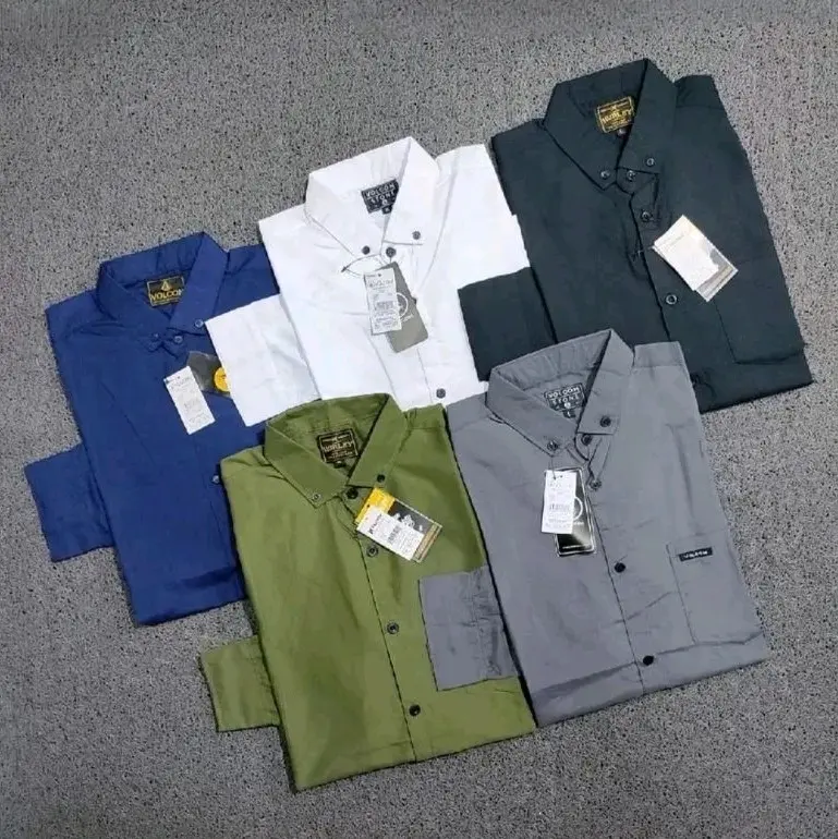Kemeja polos pria warna hitam putih maroon navy abu lengan panjang cocok buat kantoran bahan premium adem
