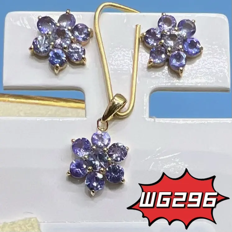 WG296 Asherée 17209942 TANZENITE EARRINGS/PENDANT SET , K18YG 1.298 gms, DIA 0 cts, NET WT 1.6228 gms