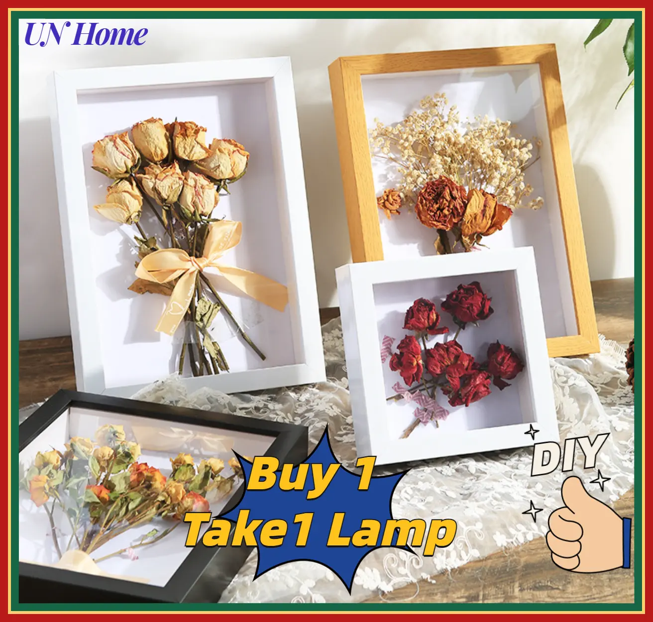 Flower Frame Hollow Art Box Deep 3d Frame Dried Flowers Wooden Photo Frame 3cm Depth Nordic Shadow Box Picture Decor Gift