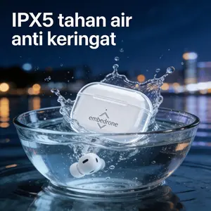 embedrone 2026 NEW PHANTOM K80 Earphone Nirkabel, Anti Air Dalam, Baterai Tahan Lama, TWS, Bass Kuat, Surround 3D, Peredam Suara Cerdas, Gaming, Panggilan, Musik, Olahraga, Earphone Bluetooth Nirkabel